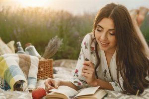Woman Reads Anxiety Calming Scripture