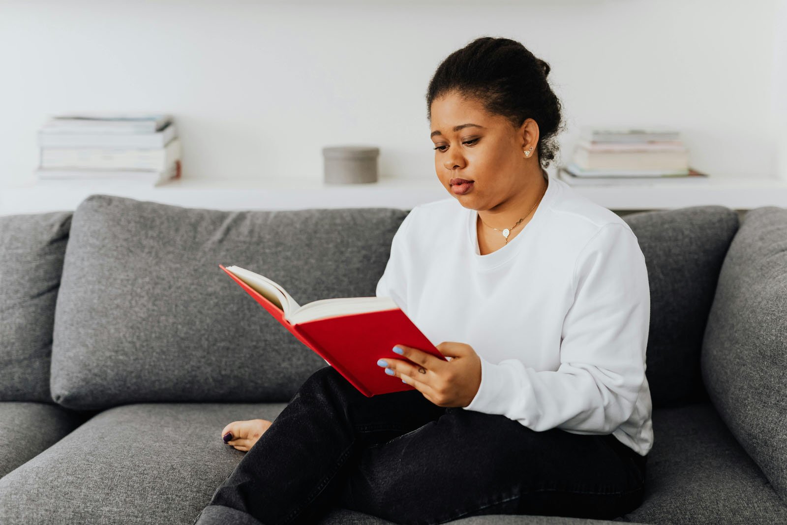 Woman Reads Anxiety Calming Scripture