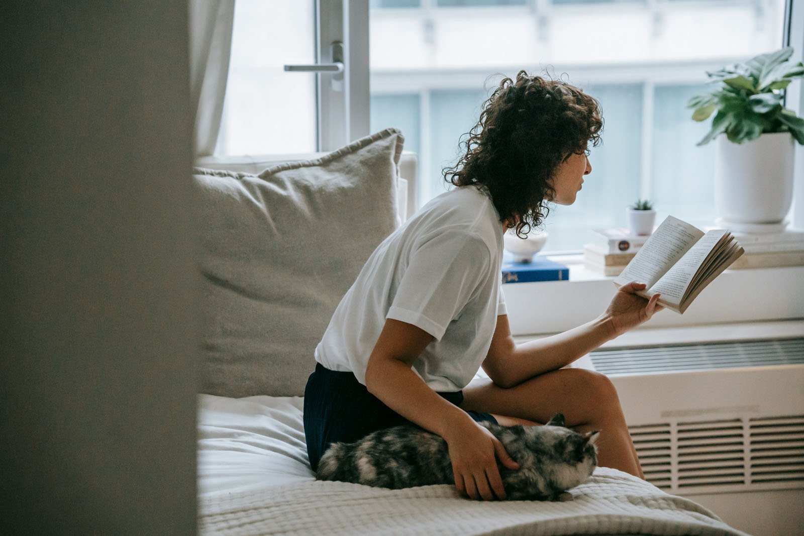 Woman Reads Anxiety Calming Scripture