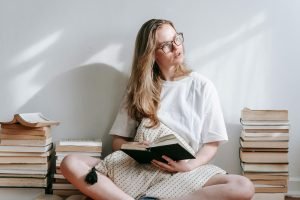 Woman Reads Anxiety Calming Scripture