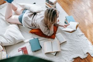 Woman Reads Anxiety Calming Scripture